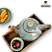 Seegrüne Porzellan Teekanne Swansea - 1,1L mit Edelstahlsieb